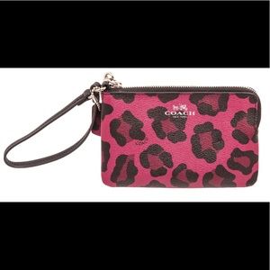 Coach pink cheetah/leopard print wristlet
